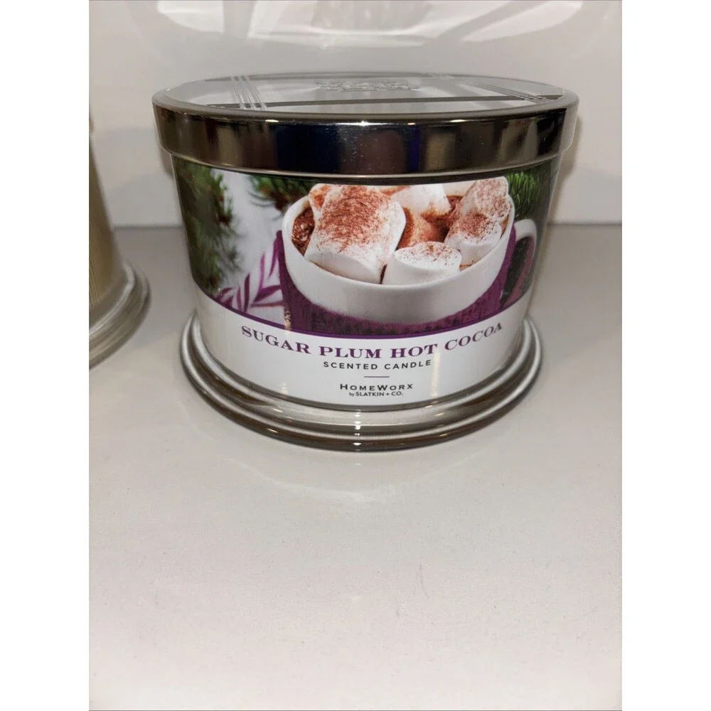 Homeworx Candle SUGAR PLUM HOT COCOA CRAN TEAK by Harry Slatkin 18 oz 4 Wick